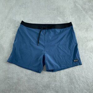Bylt Mens Blue Swim Trunks Size 40 With Black Accents & Back Pocket 4723